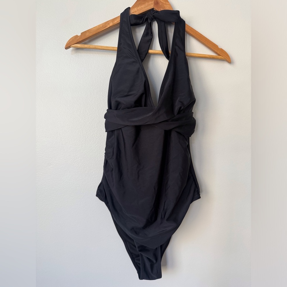 Black Halter One-Piece Swimsuit